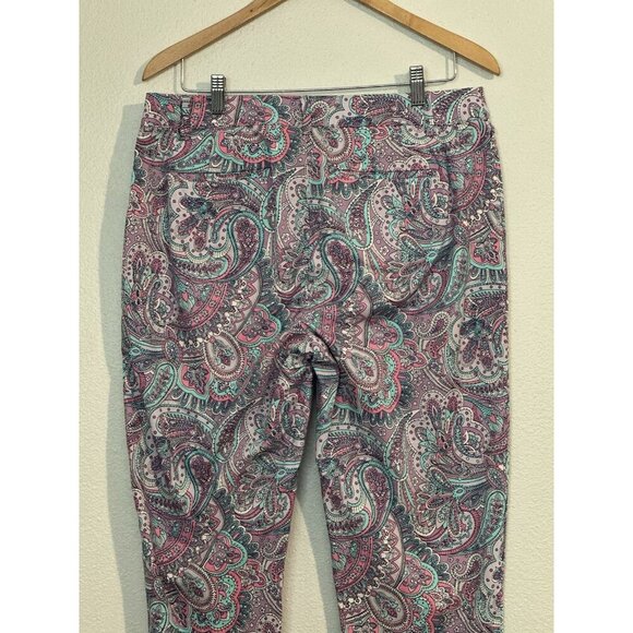 Talbots Women's Paisley Perfect Crop Pants, Size 10 Purple Colorful - Picture 8 of 11